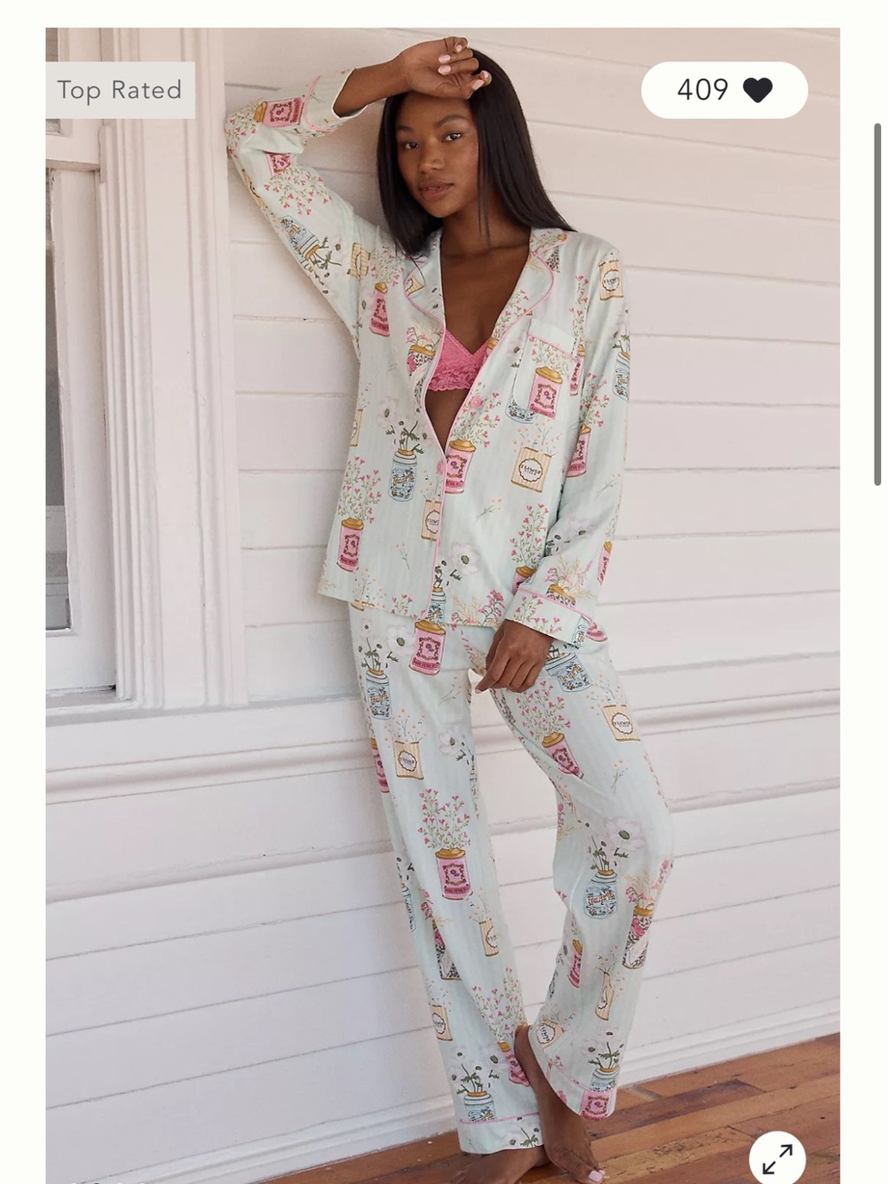 BedHead PJs x Anthropologie Flower Can Pajama Set - pastel mint